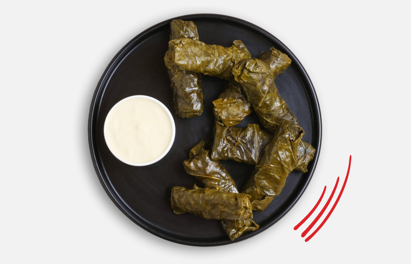 Dolma with grape leaves